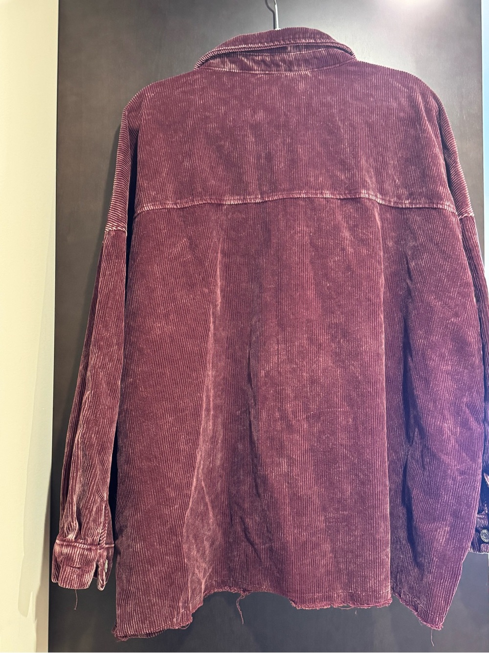 ZENANA Corduroy Button-Up Shacket in a Wine/Burgundy Color - Picture 10 of 12